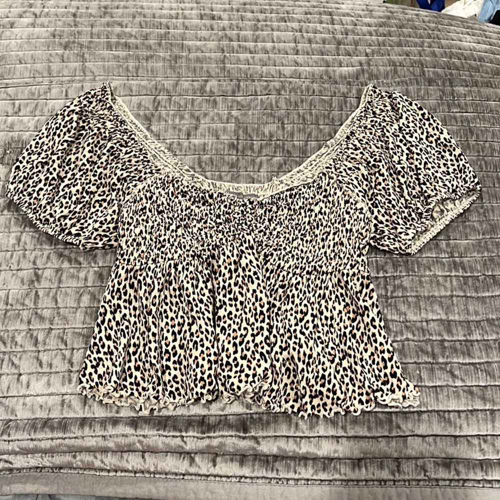 Cheetah urban outfitters babydoll shirt